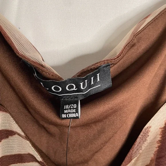 Eloquii Women’s Plus Size 18/20 Crop Top Ruched Brown White Animal Print New 77 - Picture 4 of 10